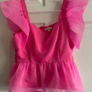 Pink Ruffled Sleeveless Top